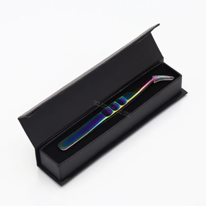 ชุดแหนบต่อขนตาปลายไฟเบอร์แบบกำหนดเอง 90 องศา ยี่ห้อส่วนตัว พร้อมด้ามจับไฟเบอร์ วัสดุสแตนเลส สำหรับต่อขนตา - Product Image 5