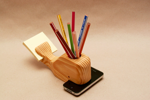 Organizador de Escritorio de Madera Hecho a Mano, Porta Lápices, Soporte para Teléfono, Porta Notas, Organizador de Papelería Multiusos para Oficina y Hogar - Product Image 3
