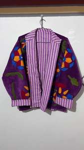 Veste en velours Suzani faite à la main, veste bohème brodée - Product Image 2