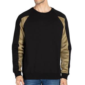 HIFFU SPORTS WEAR <b>Men</b> Colorblock Crew Neck Long Sleeve Sweatshirt Black Gold Knitted 100% Cotton Breathable Quick Dry - Product Image 2
