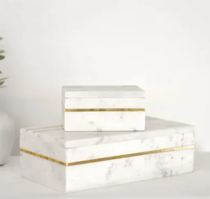 Caja de joyería de mármol hecha a mano, artesanía en piedra gris y blanca, caja de almacenamiento de mármol natural al precio más bajo - Product Image 2