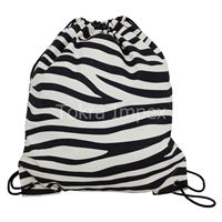 Sac à cordon en toile de coton lavé de 10 oz, imprimé rayures zèbre, aspect magnifique de haute qualité, avec imprimé animal monochrome, idéal pour un cadeau