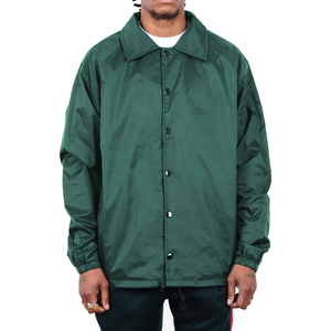 Men's Green Windproof <b>Coach</b> Jacket Regular Fit Turn-down Collar Button Closure Casual Spring Outerwear - Product Image 4