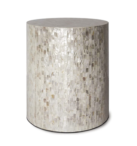 Textured Shell Mosaic Pattern Inlaid <b>Stools</b> Mother of Pearl Natural Shell Nightstand For Home Interior Styling Design - Product Image 1