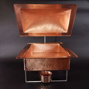Calentador de Comida Tradicional de Latón con Soporte y Tapa para Retención de Calor, Clásico Calentador de Buffet para Eventos de Catering y Hoteles - Product Image 1