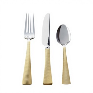 Juego de Cubiertos de Acero Inoxidable de 3 Piezas de Alta Calidad, Cuchara, Cuchillo y Tenedor, Acabado Mate, Estilo Americano, para Bodas - Product Image 1