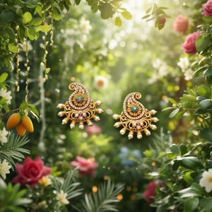 18K Gold Plated Vintage for Mango Stud Earrings with Zircon for Wedding & Party - Product Image 2