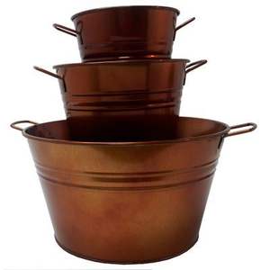 Pot de fleurs moderne en métal, finition antique, jardinière de table design en métal, pot de fleurs de luxe pour la décoration intérieure - Product Image 1