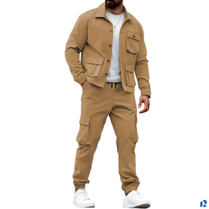 Mens Woven Winter Workwear Set Multi Pocket Jacket and <b>Pants</b> Casual American Style 2pcs Front Logo OEM ODM Custom - Product Image 3