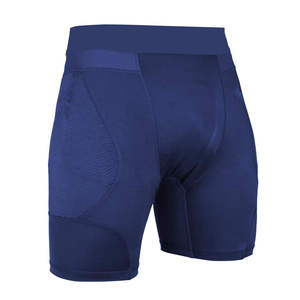 Shorts de compression taille haute pour homme, gris uni, en tricot de spandex et nylon, respirant, taille élastique, longueur capri décontractée - Product Image 5