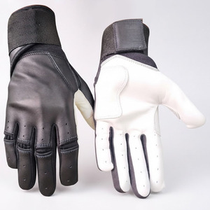 SAAR INDUSTRIES Leather Batting Gloves Black White Padded <b>Hook</b> Loop Closure Unisex Adult Training Left Eco-Friendly Durable - Product Image 1