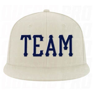 Custom Cream Navy Gray Stitched Adjustable Snapback <b>Hat</b> Structured <b>Flat</b> Brim Streetwear <b>Cap</b> Unisex Modern Casual Headwear - Product Image 6