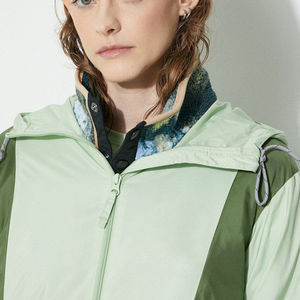 Chaqueta con capucha para mujer, con bloques de color, manga larga, cierre de cremallera, resistente al viento, de poliéster, ropa de abrigo informal para otoño - Product Image 3
