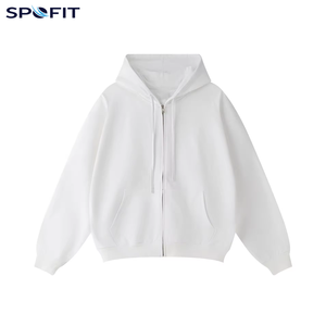Custom Logo 440 GSM Winter Solid Oversized Terry Double Zippers Drop Shoulder Blank Cropped <b>Zip</b>-<b>Up</b> Hoodie for Men - Product Image 3