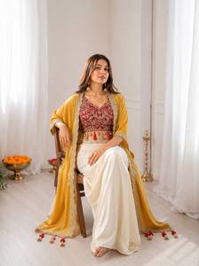 Conjunto de Salwar Kameez Bordado para Mujer, Vestido Étnico, Blusa, Dupatta, Estilo Dhoti, Traje para Boda o Fiesta, Seda de Bangalore de Secado Rápido - Product Image 2