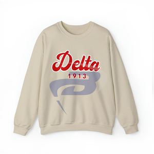 Delta |   Sigma |   Sweat-shirt à col rond vintage pour femmes Theta DST Sorority, hiver/automne, avec logo brodé sur le devant - Product Image 1