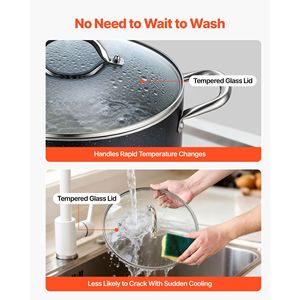 Pentola in Alluminio Antiaderente da 8 Qt con Coperchio in Vetro, Senza PFOA e PFAS, Compatibile con Fornelli a Gas e a Induzione per Ristoranti - Product Image 6