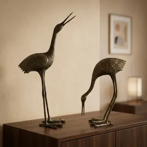 Figura de Grulla de Bronce Hecha a Mano, Acabado Envejecido, Escultura Animal Tradicional, Decoración de Mesa, Adorno para Sala de Estar - Product Image 5