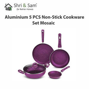 ชุดเครื่องครัวเคลือบโมเสค5ชิ้นชุดเครื่องครัวอลูมิเนียมก่อสร้างอุปกรณ์ครัวระดับพรีเมียม - Product Image 4