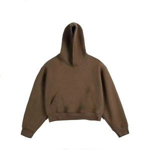 Sweat à capuche basique épais, coupe oversize et carrée, style court, avec épaules tombantes, en tricot uni, coupe vintage, couleur unie - Product Image 2