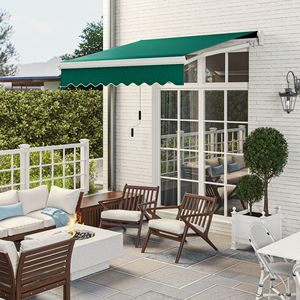 Tenda da Sole Retrattile Manuale Verde 8x7 per Esterni, con Manovella, Pieghevole ed Estensibile per Terrazze, Balconi e Coperture per Finestre - Product Image 2