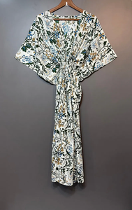 Nuevo Kaftán con Estampado Animal, Cuello en V, Cierre con Cordón, Corte Evase, de Algodón Suave Indio, con Encaje, Largo Completo, para Playa, para Mujer - Product Image 4