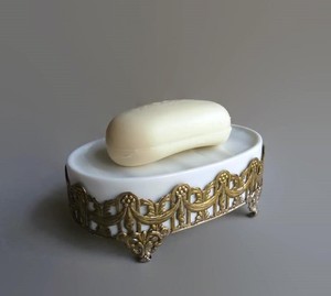 Brass Bathroom Accessories Set Modern Luxury Brass Bath Set with Liquid Soap Dispenser <b>Toothbrush</b> <b>Holder</b> Soap Dish Tray - Product Image 2