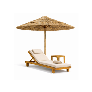 Conjunto de Tumbonas para Patio ARTERRA Premium, Tumbona de Madera de Teca con Sombrilla de Techo, Muebles de Lujo para Hotel o Villa - Product Image 1