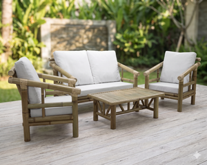 Modern Natural Bamboo Rattan Patio Furniture Set Outdoor Garden <b>Sofa</b> With <b>Waterproof</b> Cushion Eco Friendly Living Room Furniture - Product Image 3