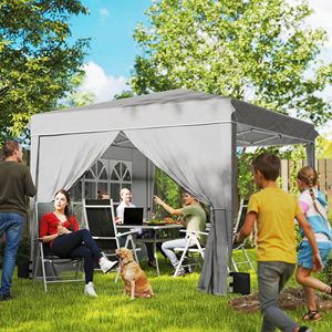 Light Gray 10 X 10 ft Pop up <b>Canopy</b> <b>Tent</b> with Sidewalls UPF50+ Outdoor Portable Instant Shelter Includes Carry Bag - Product Image 2