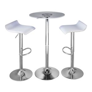 Juego de Barra Contemporáneo Spyra Ale de 3 Piezas, Ajustable, de Metal Cromado, con Acrílico Transparente, Iluminación LED, Tablero de PVC Blanco, Muebles de Barra - Product Image 1