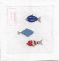 Mantel de Lino 100% Natural con Bordado de Peces Cuadrados Hecho a Mano, Aporta un Toque Oceánico Vibrante a la Cena y a las Reuniones