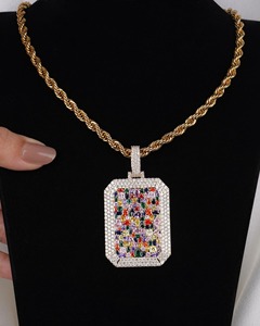 Multi Color Moissanite Pendant Hip Hop Style 925 Sterling Silver Jewelry Customize GRA Certified 7-9CT Gold Plated Sale - Product Image 4