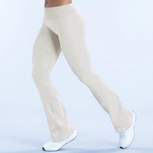 High Waist <b>Flared</b> <b>Leggings</b> <b>Women</b> Solid Pink Full Length Stretchy Yoga Pants - Product Image 6
