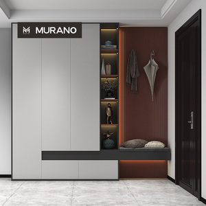 <span class=keywords><strong>Armario</strong></span> de entrada sin tiradores de altura completa <span class=keywords><strong>con</strong></span> banco flotante <span class=keywords><strong>para</strong></span> <span class=keywords><strong>zapatos</strong></span>, estantería abierta LED multicapa, gabinete de almacenamiento <span class=keywords><strong>para</strong></span> pasillo de dos colores - Product Image 1