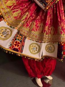 Traditional <b>Red</b> Gold Afghan Kuchi Dress Heavy Mirror Work Hand Embroidery Cultural Bridal Gown Women Casual Dresses Suit - Product Image 6