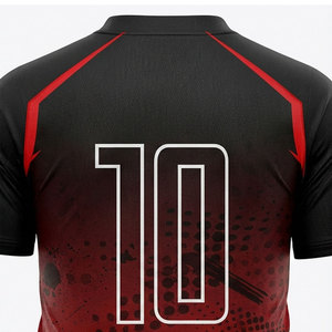 Ensemble de maillots de football personnalisés sublimés pour hommes, dégradé rouge et noir, 100% polyester, respirant, manches courtes, uniformes taille adulte - Product Image 5