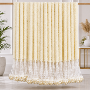 New arrival Handmade Cream Textile Garlands With Pearl Tassels Elegant Wedding Decoration <b>Wall</b> Hanging <b>Flower</b> Mandap Backdrop - Product Image 4