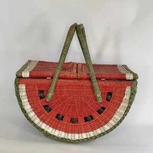 Watermelon picnic baskets luxury rattan <b>storage</b> basket lidded <b>hamper</b> for outdoor activities - Product Image 4