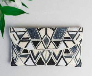 Seed Beads Embroidery Clutch Bag Handcrafted Beaded Clutch Intricate Design Artisanal Floral Motif Hand-stitched <b>Small</b> Beads - Product Image 6