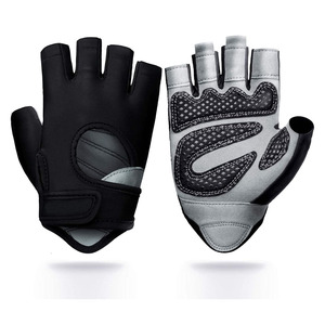 <b>Half</b> Finger Cycling Gloves Breathable Mesh Unisex Summer Adjustable Wrist Strap Non <b>Slip</b> Gray Black - Product Image 6