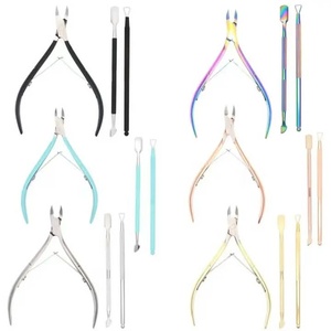 Ensemble professionnel de coupe-ongles en acier inoxydable, livraison rapide, coupe-cuticules doré avec repousse-cuticules argenté - Product Image 3