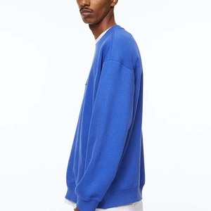 Sudadera con Capucha Azul Lisa Oversize para Hombre, Manga Larga, Transpirable, Cuello Redondo, de Algodón, Básica - Product Image 4