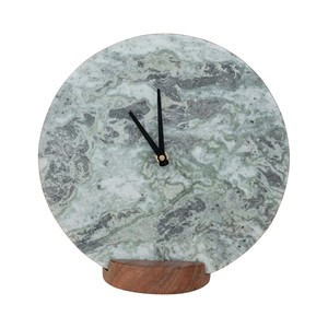 Handcrafted Acacia Wood Desk <b>Clock</b> with Natural Stone Face | Wholesale - Product Image 1