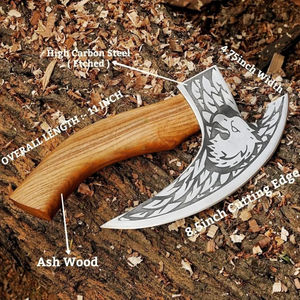 Burraq Hache à pizza artisanale en acier au carbone avec manche en bois de rose et étui en cuir, 9 pouces, pour bricolage, usage industriel, camping, extérieur, Fête des Pères - Product Image 2