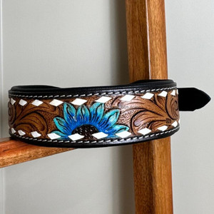 High Quality Cowhide Adjustable Luxury Dog Collar Genuine Leather Large Medium Pet Dog Traffic Leather Hand Tooled Pet Leash Set - Product Image 3