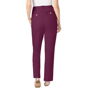 Pantalon chino femme grande taille, couleur unie, design confortable et tendance, coupe ajustée, idéal pour le bureau. - Product Image 6