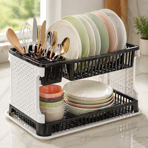 Smart Space-Saving Dish <b>Drying</b> <b>Rack</b> – Stylish 2 Tier Kitchen Organizer with Detachable Accessories - Product Image 1