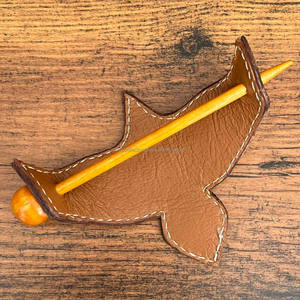 Barrettes à cheveux en forme d'aigle en cuir usiné à la main 2025 avec accessoires en bois pour femmes épingles à cheveux en cuir véritable - Product Image 4