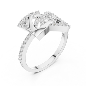 ORION TWIST LAB GROWN DIAMOND WOMEN'S <b>RING</b> <b>SET</b> IN 18KT WHITE <b>GOLD</b> FOR ENGAGEMENT GIFT PARTY WEDDING GLAM EVENT DAILY USE - Product Image 3